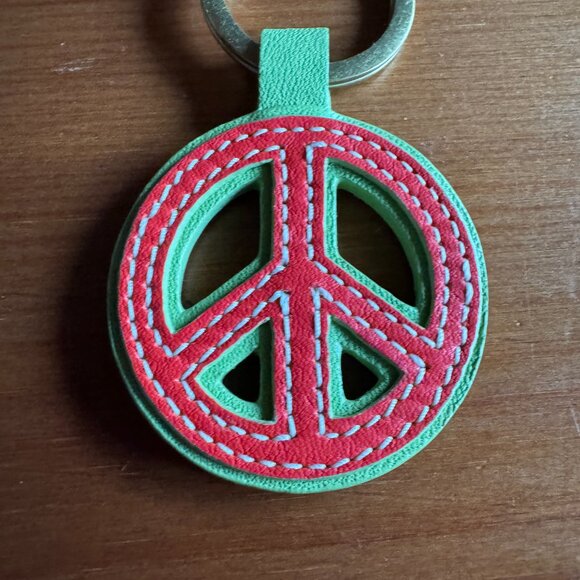 Vintage Coach Authentic Two Sided Peace Sign Key Chain - Picture 2 of 7